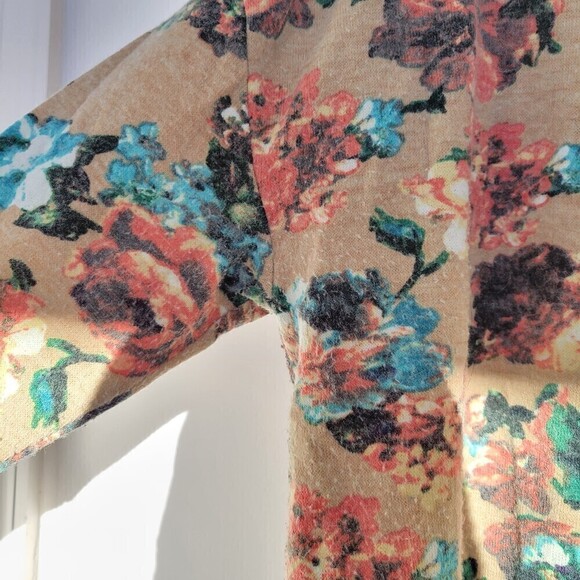 ModCloth Tulle Tan Brown Floral Knit Long Sleeve Pullover Wool Blend Sweater Med - Picture 5 of 11
